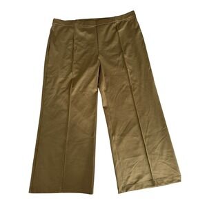 Isaac Mizrahi Live Elements Olive Green Pintuck Wide Leg Pants 2XP A519184